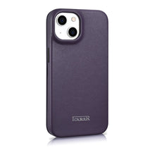 Заредете изображение във визуализатора на галерията – iCarer CE Premium Leather Folio Case iPhone 14 Flip Magnetic MagSafe Leather Case Dark Purple (WMI14220713-DP) - TopMag
