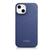 Заредете изображение във визуализатора на галерията – iCarer CE Premium Leather Folio Case iPhone 14 Flip Magnetic MagSafe Blue (WMI14220713-BU) - TopMag
