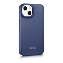 Заредете изображение във визуализатора на галерията – iCarer CE Premium Leather Folio Case iPhone 14 Flip Magnetic MagSafe Blue (WMI14220713-BU) - TopMag
