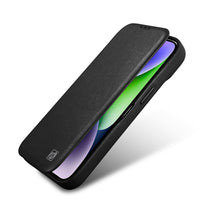 Заредете изображение във визуализатора на галерията – iCarer CE Premium Leather Folio Case iPhone 14 Pro Flip Magnetic MagSafe Black (WMI14220714-BK) - TopMag
