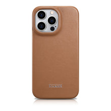 Заредете изображение във визуализатора на галерията – iCarer CE Premium Leather Folio Case for iPhone 14 Pro Flip Magnetic MagSafe Brown (WMI14220714-BN) - TopMag
