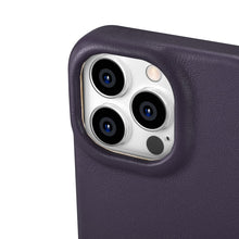 Заредете изображение във визуализатора на галерията – iCarer CE Premium Leather Folio Case iPhone 14 Pro Flip Magnetic MagSafe Leather Case Dark Purple (WMI14220714-DP) - TopMag
