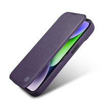 Заредете изображение във визуализатора на галерията – iCarer CE Premium Leather Folio Case iPhone 14 Pro Flip Magnetic MagSafe Leather Case Dark Purple (WMI14220714-DP) - TopMag
