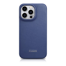 Заредете изображение във визуализатора на галерията – iCarer CE Premium Leather Folio Case iPhone 14 Pro Flip Magnetic MagSafe Leather Case blue (WMI14220714-BU) - TopMag
