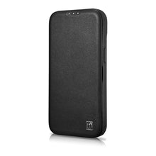 Заредете изображение във визуализатора на галерията – iCarer CE Premium Leather Folio Case iPhone 14 Plus Flip Magnetic MagSafe Black (WMI14220715-BK) - TopMag
