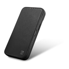 Заредете изображение във визуализатора на галерията – iCarer CE Premium Leather Folio Case iPhone 14 Plus Flip Magnetic MagSafe Black (WMI14220715-BK) - TopMag
