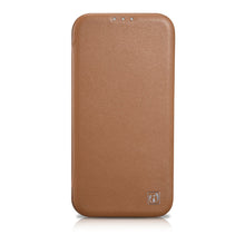 Заредете изображение във визуализатора на галерията – iCarer CE Premium Leather Folio Case for iPhone 14 Plus Flip Magnetic MagSafe Brown (WMI14220715-BN) - TopMag
