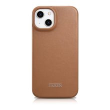 Заредете изображение във визуализатора на галерията – iCarer CE Premium Leather Folio Case for iPhone 14 Plus Flip Magnetic MagSafe Brown (WMI14220715-BN) - TopMag
