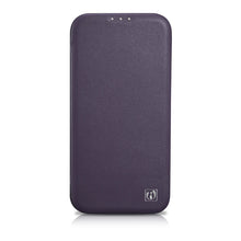 Заредете изображение във визуализатора на галерията – iCarer CE Premium Leather Folio Case iPhone 14 Plus Flip Magnetic MagSafe Leather Case Dark Purple (WMI14220715-DP) - TopMag
