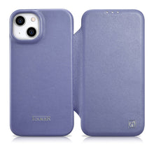 Заредете изображение във визуализатора на галерията – iCarer CE Premium Leather Folio Case iPhone 14 Plus Flip Magnetic MagSafe Light Purple (WMI14220715-LP) - TopMag
