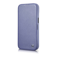 Заредете изображение във визуализатора на галерията – iCarer CE Premium Leather Folio Case iPhone 14 Plus Flip Magnetic MagSafe Light Purple (WMI14220715-LP) - TopMag
