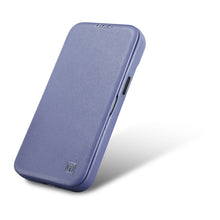 Заредете изображение във визуализатора на галерията – iCarer CE Premium Leather Folio Case iPhone 14 Plus Flip Magnetic MagSafe Light Purple (WMI14220715-LP) - TopMag
