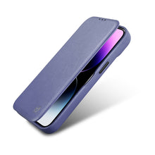 Заредете изображение във визуализатора на галерията – iCarer CE Premium Leather Folio Case iPhone 14 Plus Flip Magnetic MagSafe Light Purple (WMI14220715-LP) - TopMag
