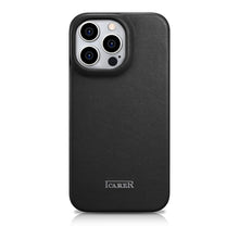 Заредете изображение във визуализатора на галерията – iCarer CE Premium Leather Folio Case for iPhone 14 Pro Max Flip Magnetic MagSafe Black (WMI14220716-BK) - TopMag

