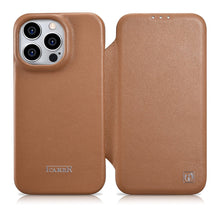 Заредете изображение във визуализатора на галерията – iCarer CE Premium Leather Folio Case iPhone 14 Pro Max Flip Magnetic MagSafe Leather Case Brown (WMI14220716-BN) - TopMag
