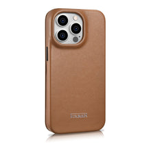 Заредете изображение във визуализатора на галерията – iCarer CE Premium Leather Folio Case iPhone 14 Pro Max Flip Magnetic MagSafe Leather Case Brown (WMI14220716-BN) - TopMag
