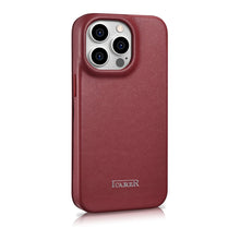 Заредете изображение във визуализатора на галерията – iCarer CE Premium Leather Folio Case for iPhone 14 Pro Max Flip Magnetic MagSafe Red (WMI14220716-RD) - TopMag

