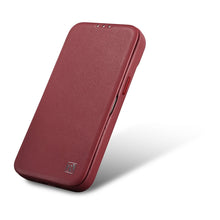 Заредете изображение във визуализатора на галерията – iCarer CE Premium Leather Folio Case for iPhone 14 Pro Max Flip Magnetic MagSafe Red (WMI14220716-RD) - TopMag
