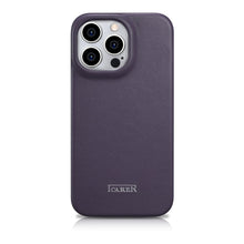 Заредете изображение във визуализатора на галерията – iCarer CE Premium Leather Folio Case iPhone 14 Pro Max Flip Magnetic MagSafe Leather Case Dark Purple (WMI14220716-DP) - TopMag
