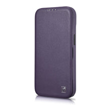 Заредете изображение във визуализатора на галерията – iCarer CE Premium Leather Folio Case iPhone 14 Pro Max Flip Magnetic MagSafe Leather Case Dark Purple (WMI14220716-DP) - TopMag
