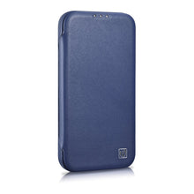 Заредете изображение във визуализатора на галерията – iCarer CE Premium Leather Folio Case for iPhone 14 Pro Max Flip Magnetic MagSafe Blue (WMI14220716-BU) - TopMag
