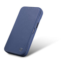Заредете изображение във визуализатора на галерията – iCarer CE Premium Leather Folio Case for iPhone 14 Pro Max Flip Magnetic MagSafe Blue (WMI14220716-BU) - TopMag
