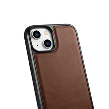 Заредете изображение във визуализатора на галерията – iCarer Leather Oil Wax case with genuine leather cover for iPhone 14 (MagSafe compatible) brown (WMI14220717-BN) - TopMag
