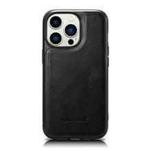 Заредете изображение във визуализатора на галерията – iCarer Leather Oil Wax Genuine Leather Case for iPhone 14 Pro (MagSafe Compatible) black (WMI14220718-BK) - TopMag
