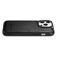 Заредете изображение във визуализатора на галерията – iCarer Leather Oil Wax Genuine Leather Case for iPhone 14 Pro (MagSafe Compatible) black (WMI14220718-BK) - TopMag
