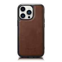 Заредете изображение във визуализатора на галерията – iCarer Leather Oil Wax case with genuine leather for iPhone 14 Pro (MagSafe compatible) brown (WMI14220718-BN) - TopMag
