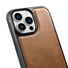 Заредете изображение във визуализатора на галерията – iCarer Leather Oil Wax case with genuine leather for iPhone 14 Pro (MagSafe compatible) brown (WMI14220718-TN) - TopMag

