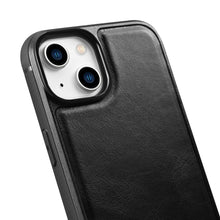 Заредете изображение във визуализатора на галерията – iCarer Leather Oil Wax Genuine Leather Case for iPhone 14 Plus (MagSafe Compatible) black (WMI14220719-BK) - TopMag
