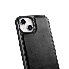 Заредете изображение във визуализатора на галерията – iCarer Leather Oil Wax Genuine Leather Case for iPhone 14 Plus (MagSafe Compatible) black (WMI14220719-BK) - TopMag

