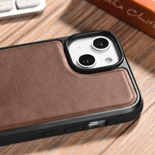Заредете изображение във визуализатора на галерията – iCarer Leather Oil Wax case with genuine leather for iPhone 14 Plus (MagSafe compatible) brown (WMI14220719-BN) - TopMag
