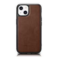 Заредете изображение във визуализатора на галерията – iCarer Leather Oil Wax case with genuine leather for iPhone 14 Plus (MagSafe compatible) brown (WMI14220719-BN) - TopMag
