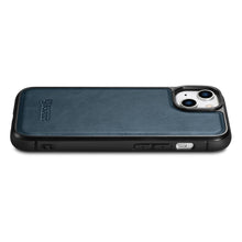 Заредете изображение във визуализатора на галерията – iCarer Leather Oil Wax case with genuine leather for iPhone 14 Plus (MagSafe compatible) blue (WMI14220719-BU) - TopMag
