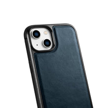 Заредете изображение във визуализатора на галерията – iCarer Leather Oil Wax case with genuine leather for iPhone 14 Plus (MagSafe compatible) blue (WMI14220719-BU) - TopMag
