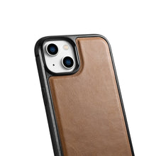 Заредете изображение във визуализатора на галерията – iCarer Leather Oil Wax case with genuine leather for iPhone 14 Plus (MagSafe compatible) brown (WMI14220719-TN) - TopMag
