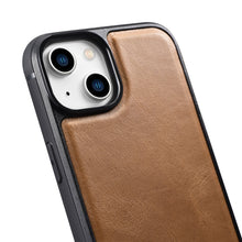 Заредете изображение във визуализатора на галерията – iCarer Leather Oil Wax case with genuine leather for iPhone 14 Plus (MagSafe compatible) brown (WMI14220719-TN) - TopMag
