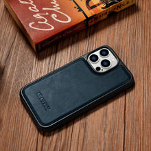 Заредете изображение във визуализатора на галерията – iCarer Leather Oil Wax Genuine Leather Case for iPhone 14 Pro Max (MagSafe Compatible) blue (WMI14220720-BU) - TopMag
