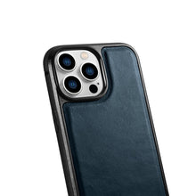 Заредете изображение във визуализатора на галерията – iCarer Leather Oil Wax Genuine Leather Case for iPhone 14 Pro Max (MagSafe Compatible) blue (WMI14220720-BU) - TopMag
