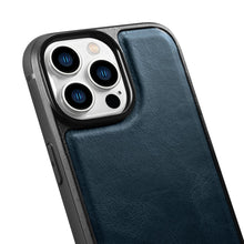 Заредете изображение във визуализатора на галерията – iCarer Leather Oil Wax Genuine Leather Case for iPhone 14 Pro Max (MagSafe Compatible) blue (WMI14220720-BU) - TopMag
