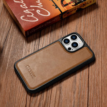 Заредете изображение във визуализатора на галерията – iCarer Leather Oil Wax case with genuine leather for iPhone 14 Pro Max (MagSafe compatible) brown (WMI14220720-TN) - TopMag
