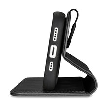 Заредете изображение във визуализатора на галерията – iCarer Oil Wax Wallet Case 2in1 case iPhone 14 Leather Flip Cover Anti-RFID black (WMI14220721-BK) - TopMag
