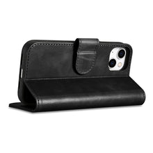 Заредете изображение във визуализатора на галерията – iCarer Oil Wax Wallet Case 2in1 case iPhone 14 Leather Flip Cover Anti-RFID black (WMI14220721-BK) - TopMag
