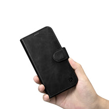 Заредете изображение във визуализатора на галерията – iCarer Oil Wax Wallet Case 2in1 case iPhone 14 Leather Flip Cover Anti-RFID black (WMI14220721-BK) - TopMag
