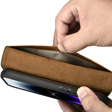 Заредете изображение във визуализатора на галерията – iCarer Oil Wax Wallet Case 2in1 iPhone 14 Pro Flip Leather Cover Anti-RFID Brown (WMI14220722-TN) - TopMag
