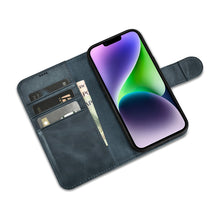 Заредете изображение във визуализатора на галерията – iCarer Oil Wax Wallet Case 2in1 case iPhone 14 Plus Leather Flip Cover Anti-RFID blue (WMI14220723-BU) - TopMag
