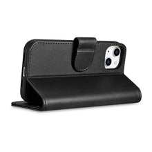 Заредете изображение във визуализатора на галерията – iCarer Wallet Case 2in1 iPhone 14 Flip Leather Anti-RFID Black (WMI14220725-BK) - TopMag
