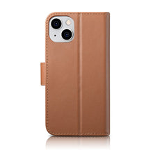 Заредете изображение във визуализатора на галерията – iCarer Wallet Case 2in1 iPhone 14 Flip Leather Anti-RFID Brown (WMI14220725-BN) - TopMag
